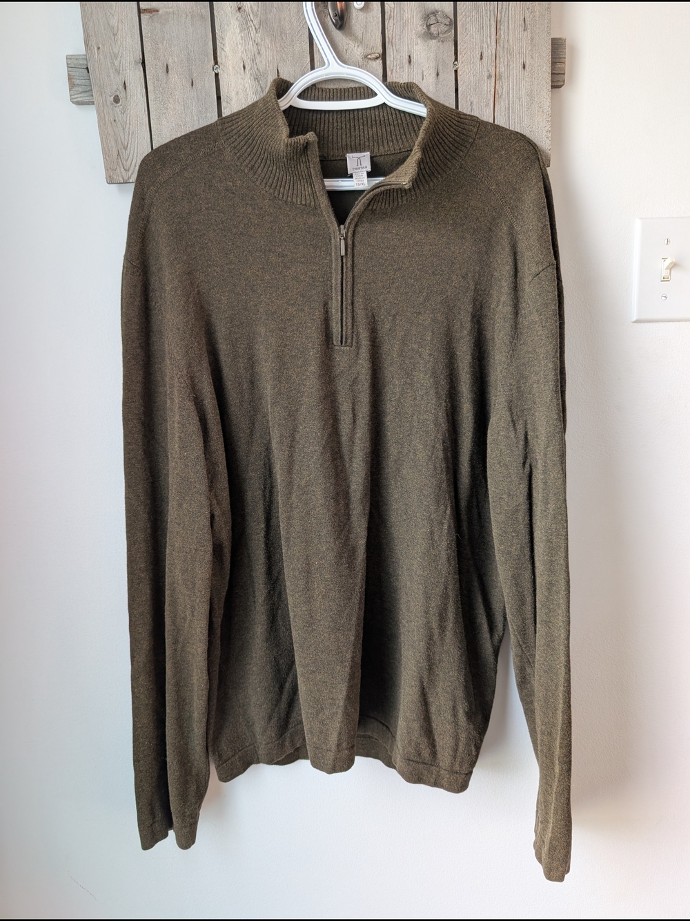 Tristan Olive Green Half-Zip Sweater